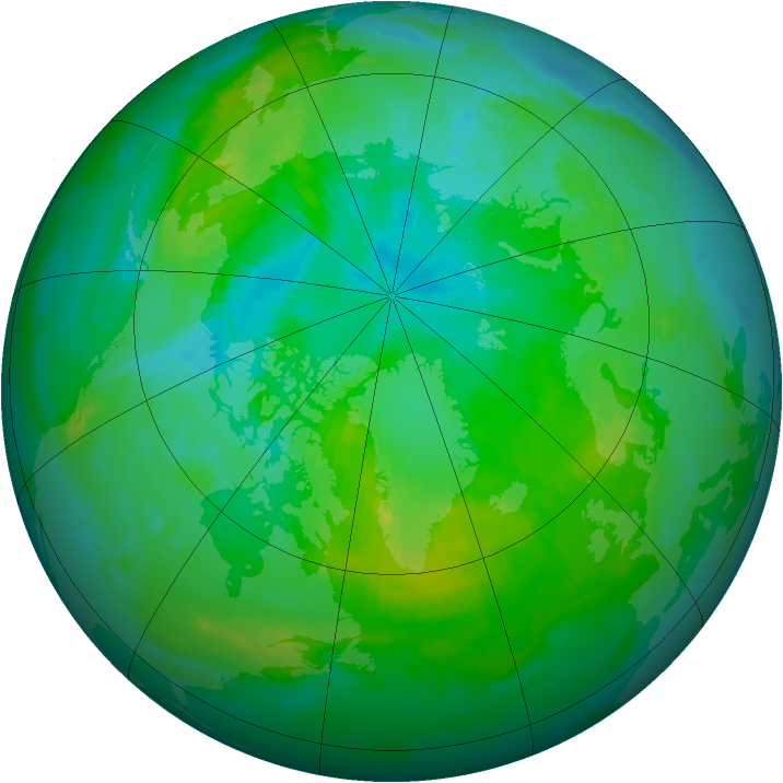 Arctic ozone map for 02 August 1996